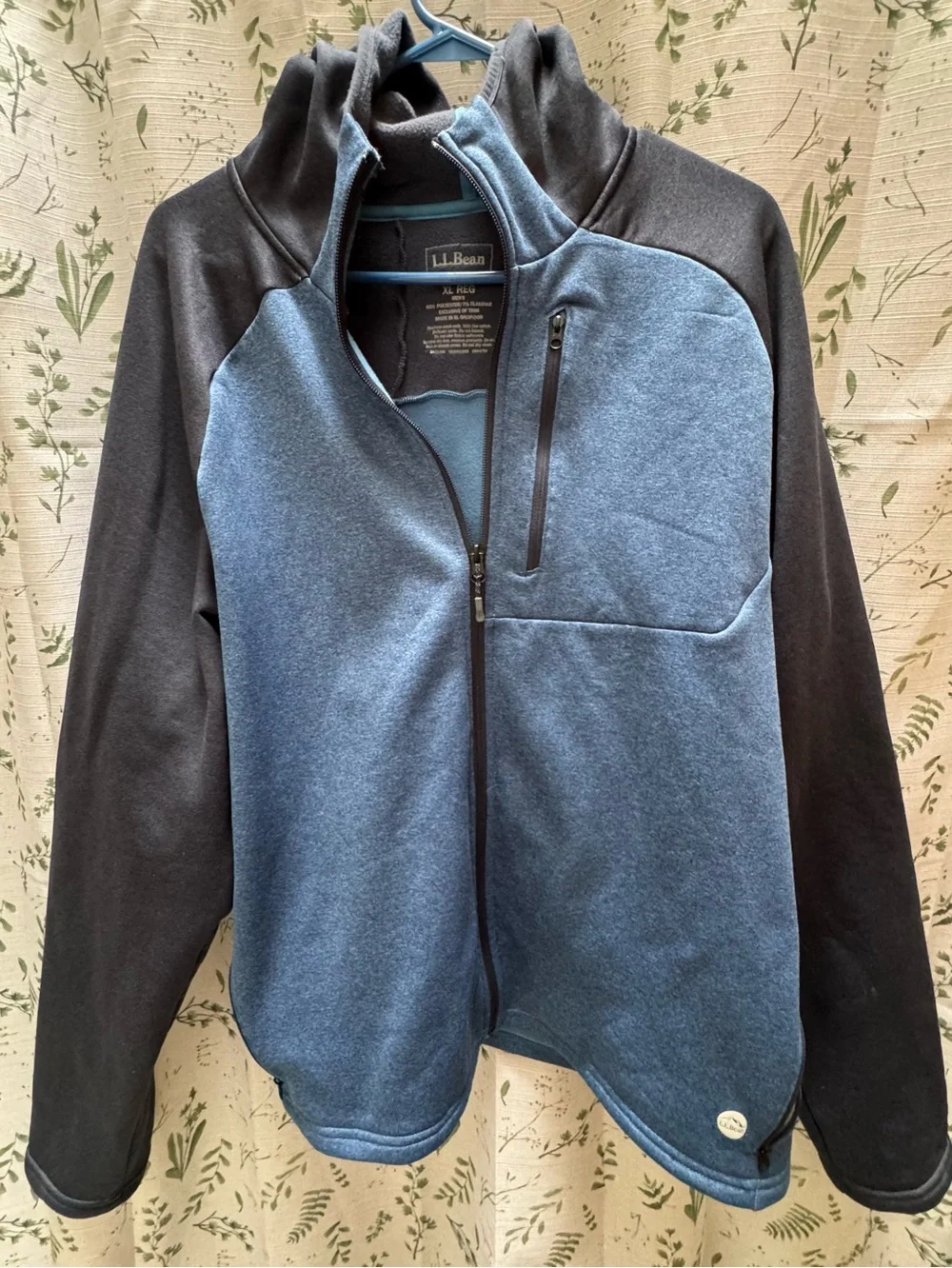 L.L. Bean Men’s Blue and Black Full-Zip Hoodie Sweater